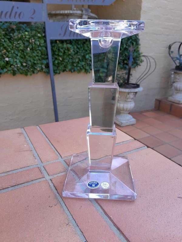A Pair Of Crystal Bohemia Candle Holders / Sticks