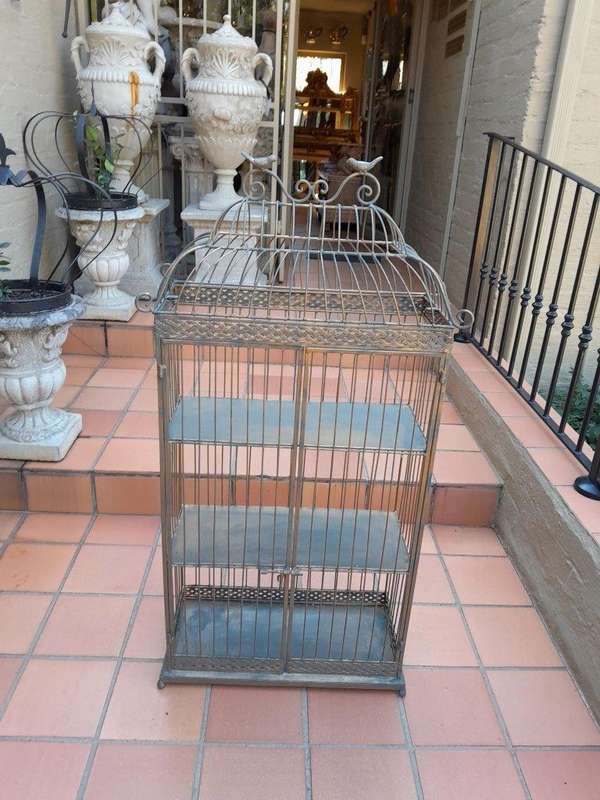 A 20th Century Large Gold Bird Cage On Feet