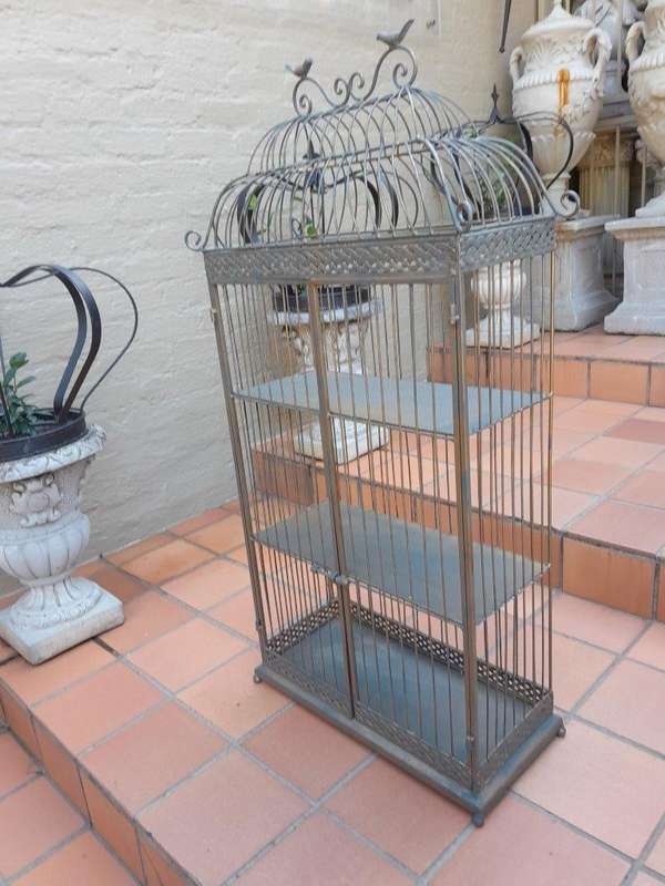 A 20th Century Large Gold Bird Cage On Feet
