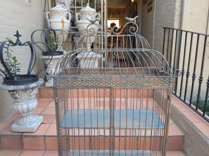 A 20th Century Large Gold Bird Cage On Feet