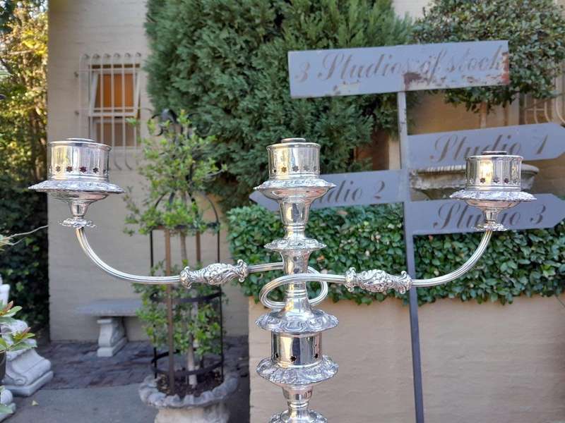 A 20th Century Pair Of Ornate Silver Plate Candelabras