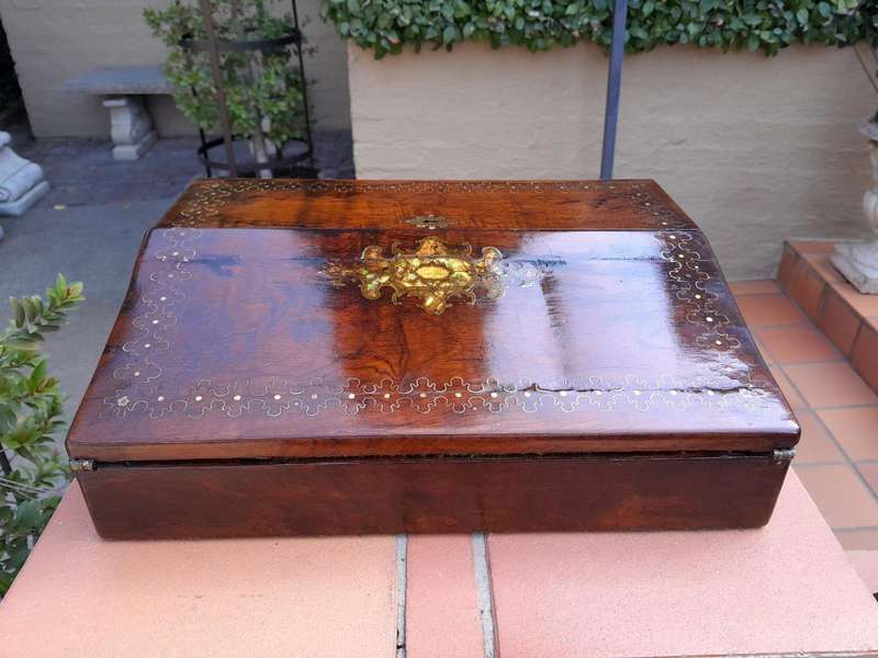 A 19th Century Writing Slope with Pearl Inlay