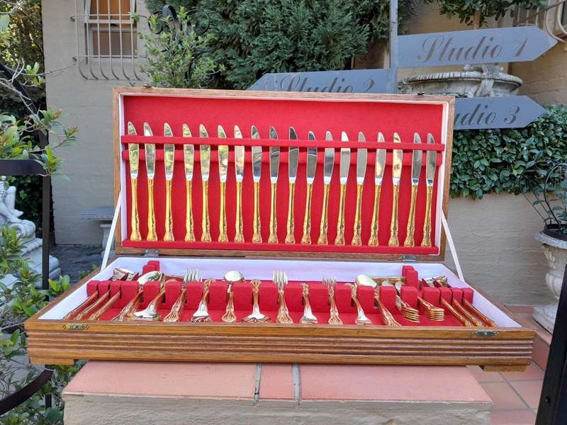A 20th Century Gold Plated Cutlery Set In Canteen (112 Pieces)