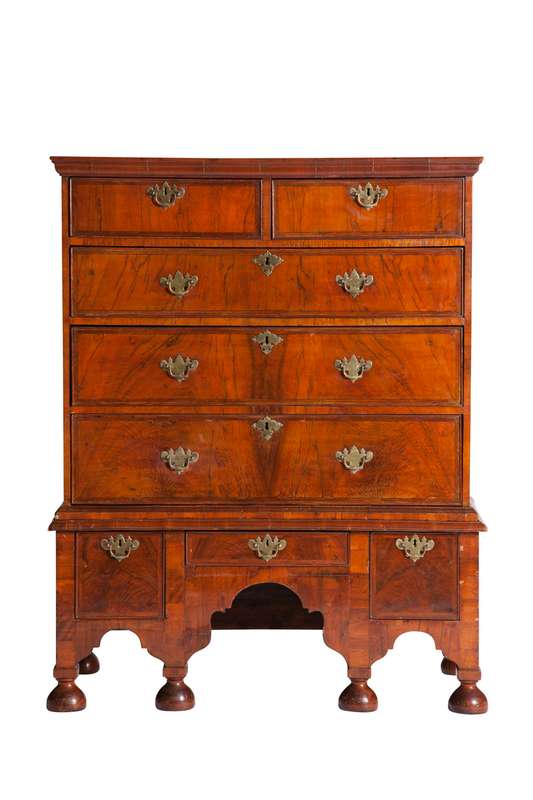 A Queen Anne Walnut Chest on stand