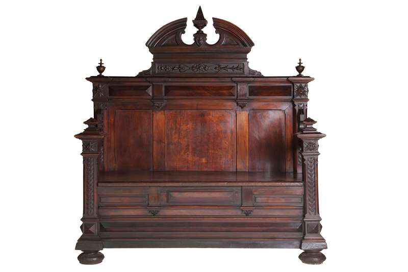 19th-century Mahogany Continental Bench