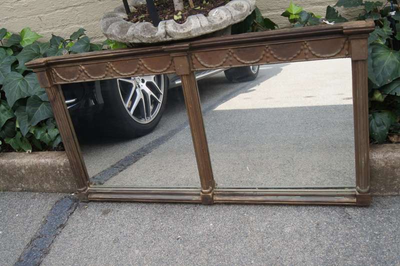 Victorian Gilded Breakfront Over Mantle Mirror