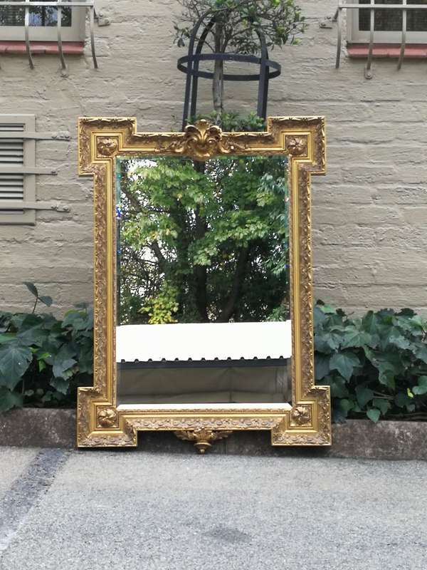 A Highly Carved and Ornate French-style Gilt and Bevelled Mirror