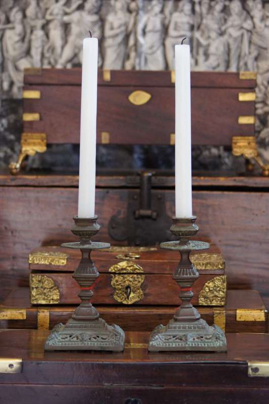 Pair French Brass Candle Holders