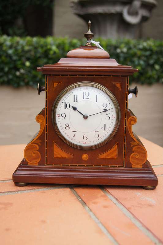 Edwardian Mahogany Inlaid Mantle Clock