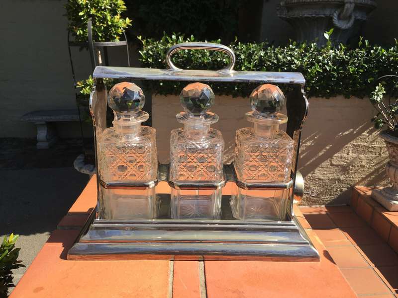 19th Century Sheffield Plate 3 Bottle Tantalus