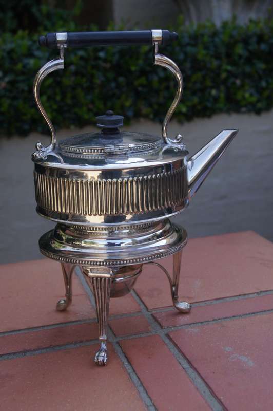 Edwardian Silver Plated Tea Kettle on Stand