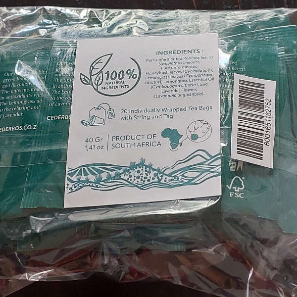 Cederbos-Green Rooibos, Green Honeybush, Lemongrass& Lavender