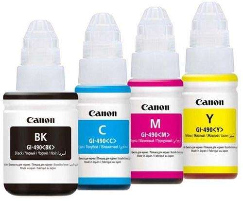 Canon GI 490 Bottles Ink Black, Cyan, Magenta & Yellow (OEM) - Genuine