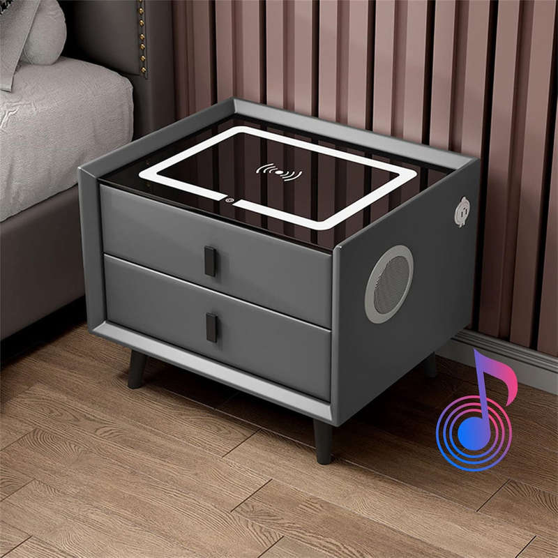 Multifunctional Smart Bedside Table With Wireless Charger/Light/Sound