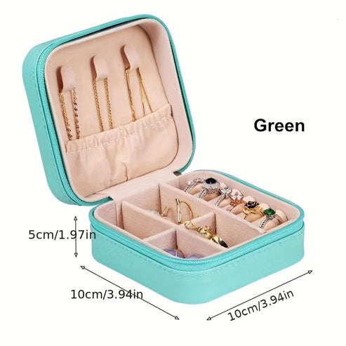 1 Piece Faux Leather Jewelry Storage Box Portable Travel Jewelry Box with Compartments