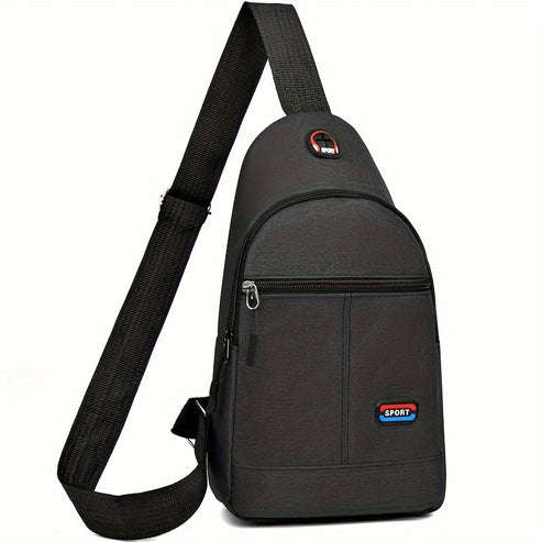 Men's Casual Nylon Crossbody Bag Multi-Purpose Sports and Travel Chest Bag with Tassel Detail