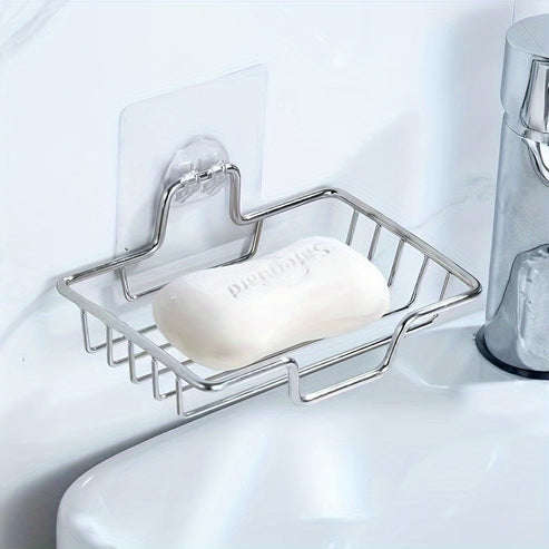 1pc Stainless Steel Wall Mounted Soap Dish - Rust-Proof Drainable Bathroom and Kitchen Accessories