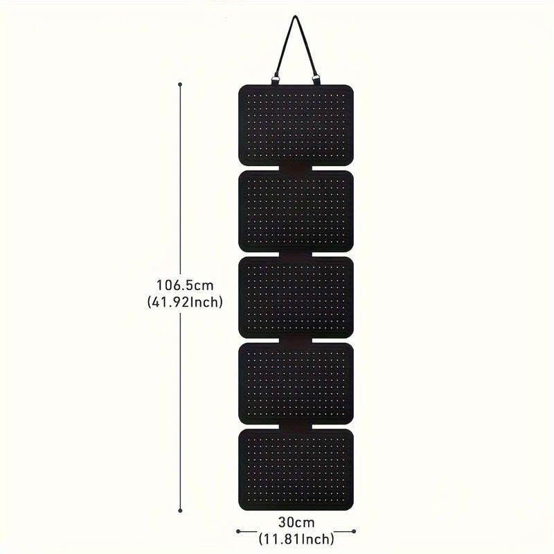 1pc Elegant Black Felt Jewelry Organizer 5 Tiers Hanging Storage