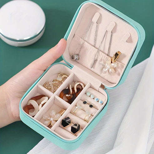 1 Piece Faux Leather Jewelry Storage Box Portable Travel Jewelry Box with Compartments