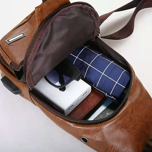 1 x Vintage Faux Leather Crossbody Bag