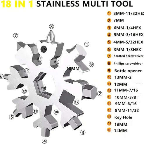 18 In 1 Snowflake Multitool Christmas Stocking Stuffer Snowflake Multi-Tool Screwdriver