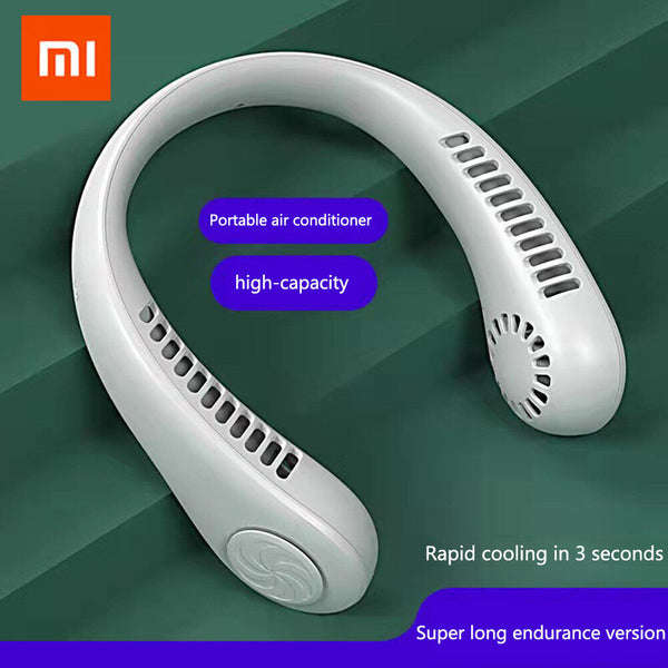 Portable USB Rechargeable Neckband Lazy Neck Hanging Dual Cooling Mini Fan