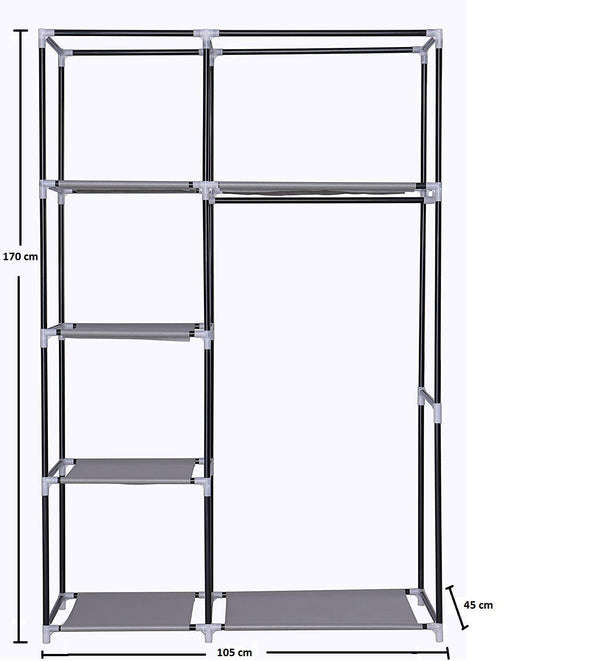 Collapsible Organizer Storage for Clothes Cupboard Closet with 5 Cabinets & 1 Long Shelves Foldable