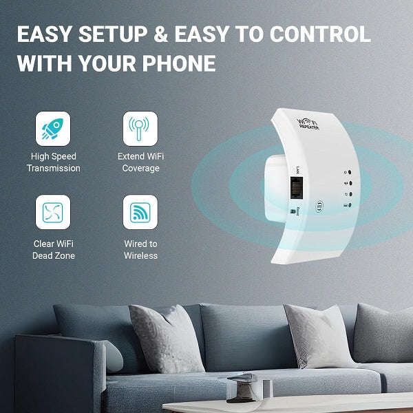 WiFi Range Extender And Repeater With 300Mbps Wireless Signal Booster And Ethernet Port