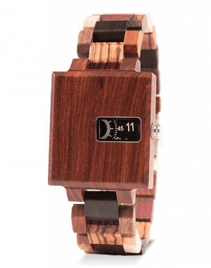 Fashion Casual Square Wooden Quartz Unique Dial Wood Mens Watch