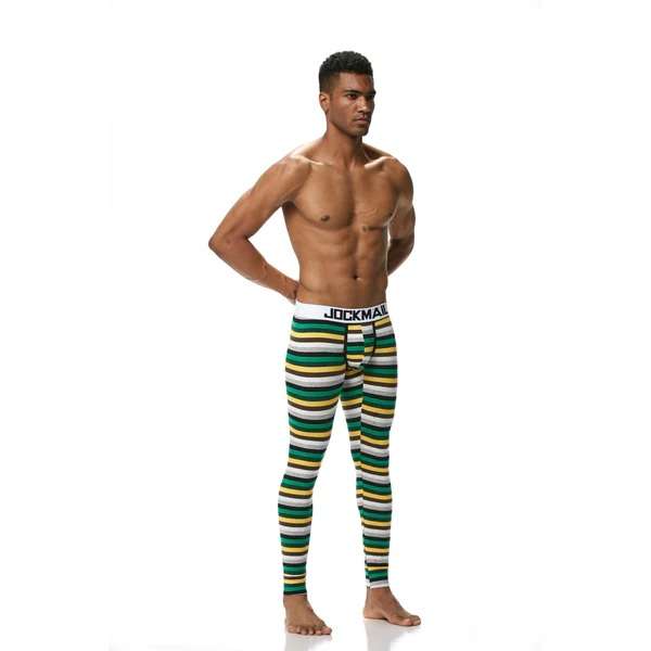 JOCKMAIL - Stripe Longjohn. Green/Yellow