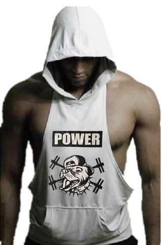 White Muscle Dog Hoodie