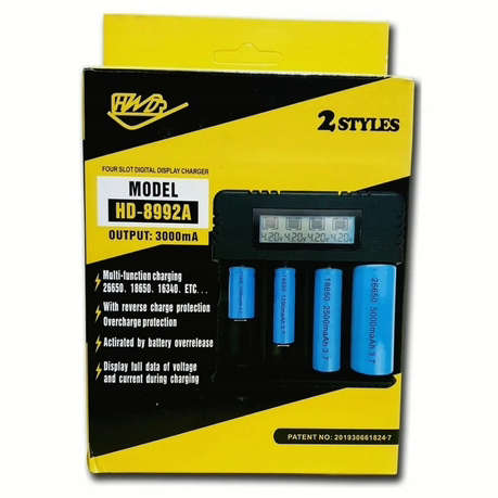 4 Bay Digital 18650 Lithium Battery Charger | 3A Model HD-8992A