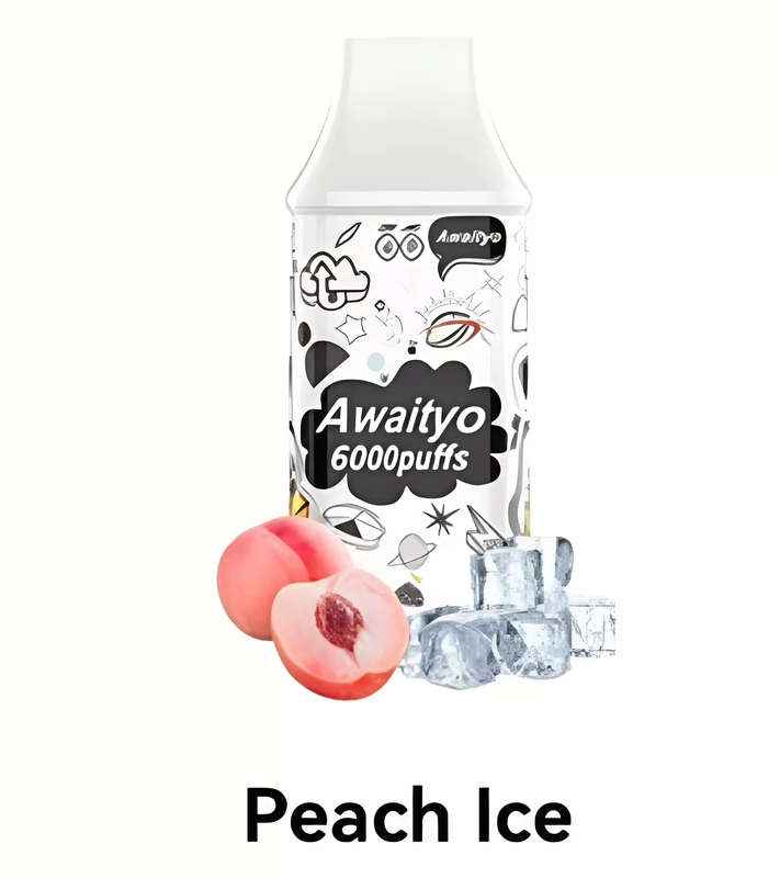 Awaityo Disposable Vape Refill | 6000 Puffs 50mg Nic | 12ml tank | Peach Ice