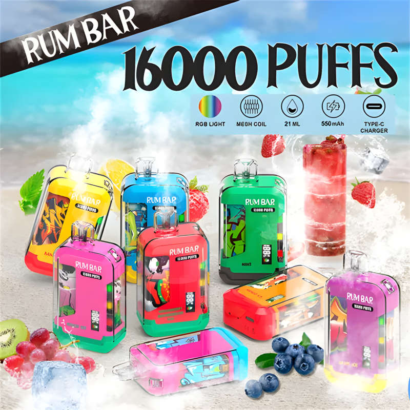 Rumbar Disposable Vape 16000 Puffs 50mg Nic | Strawberry Mango | 21 ml Tank | USB C Rechargeable ...