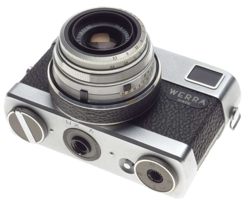 WERRA Matic Jena T 1:2.8 f=50mm Unusual point and shoot camera kit hood cap case clean condition