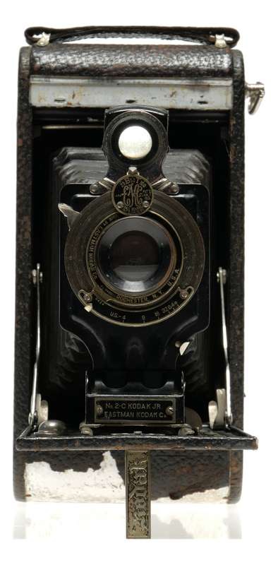 No: 2-C Kodak Junior Black vintage bellows folding antique camera