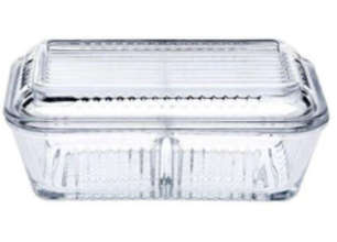 Glass Butter Dish Food Storage Containers- Double Compartment
