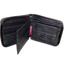 Men's Premium Quality Genuine Leather Zip Around Bifold Wallet - Black