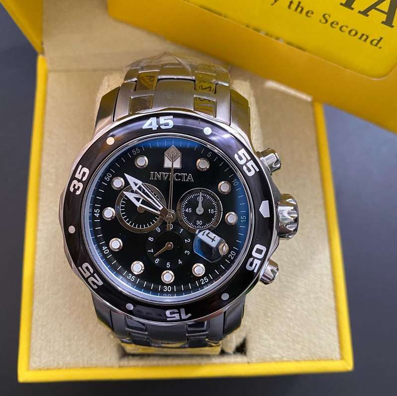INVICTA Men's BIG COLOSSUS silver / black 50mm Steel Chronograph Watch