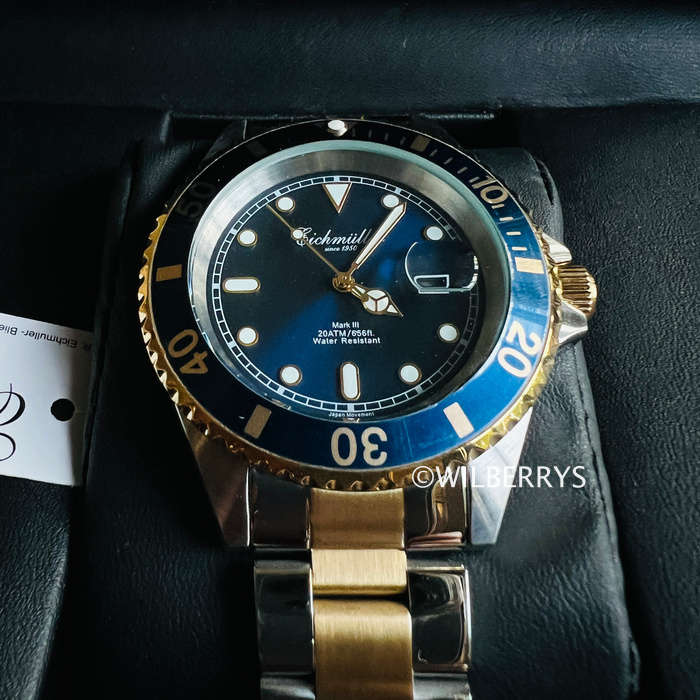 EICHMULLER GERMANY Mark III Diver 20ATM Two Tone/Blue Stainless Steel Watch