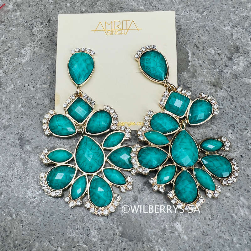 Must see! Retail: R1950.00 AMRITA NEW YORK Nello Austrian Crystal Earring Turquoise
