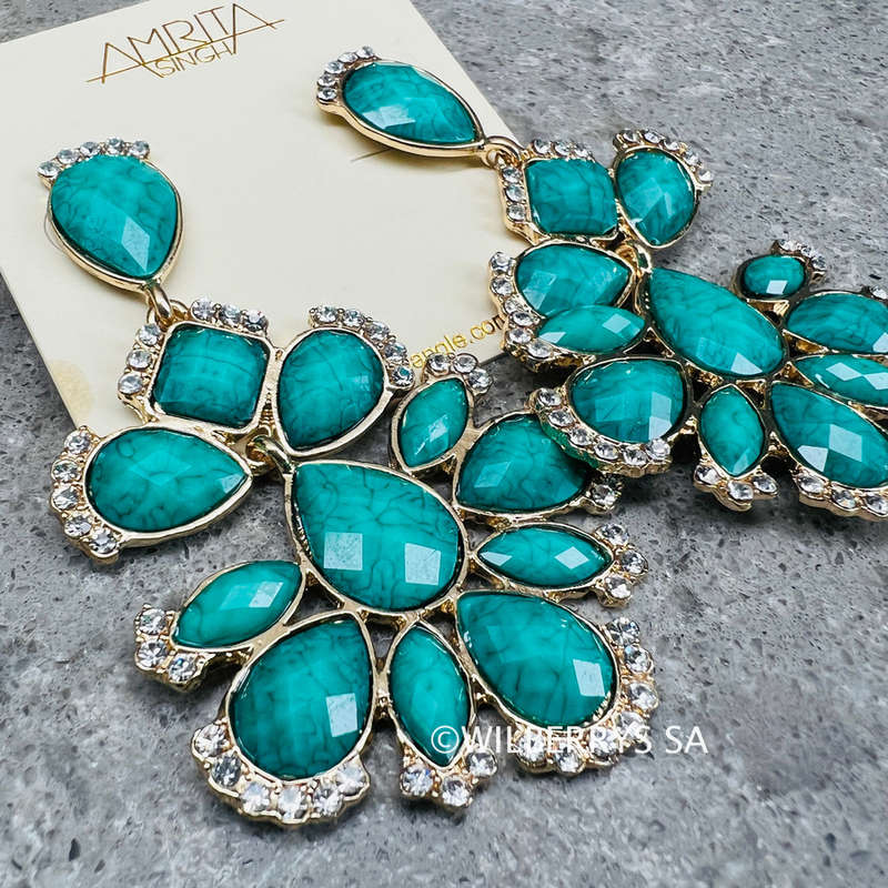 Must see! Retail: R1950.00 AMRITA NEW YORK Nello Austrian Crystal Earring Turquoise