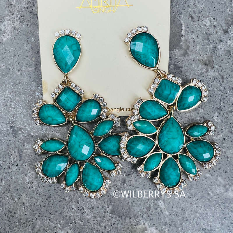 Must see! Retail: R1950.00 AMRITA NEW YORK Nello Austrian Crystal Earring Turquoise