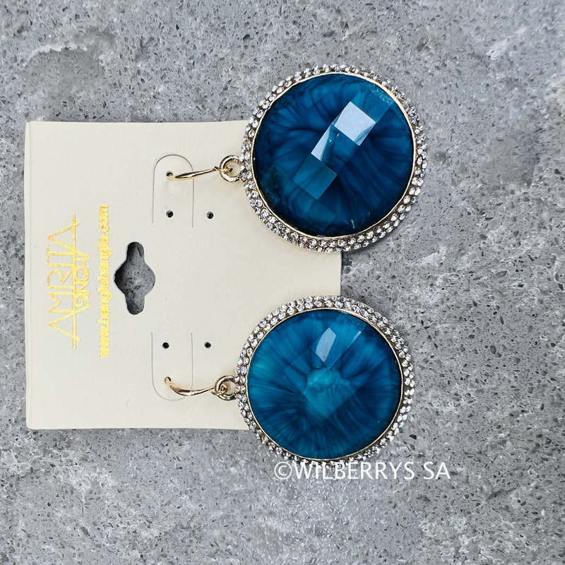 Must see! Retail: R1950.00 AMRITA NEW YORK Faye Spring Earring Blue Lapis AUSTRIAN CRYSTAL