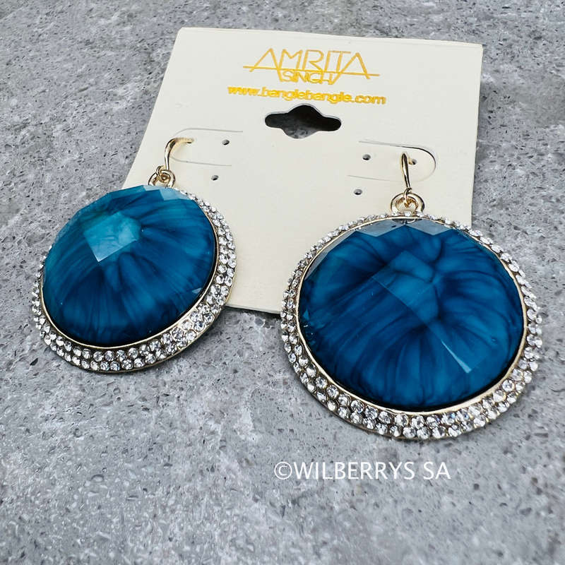 Must see! Retail: R1950.00 AMRITA NEW YORK Faye Spring Earring Blue Lapis AUSTRIAN CRYSTAL