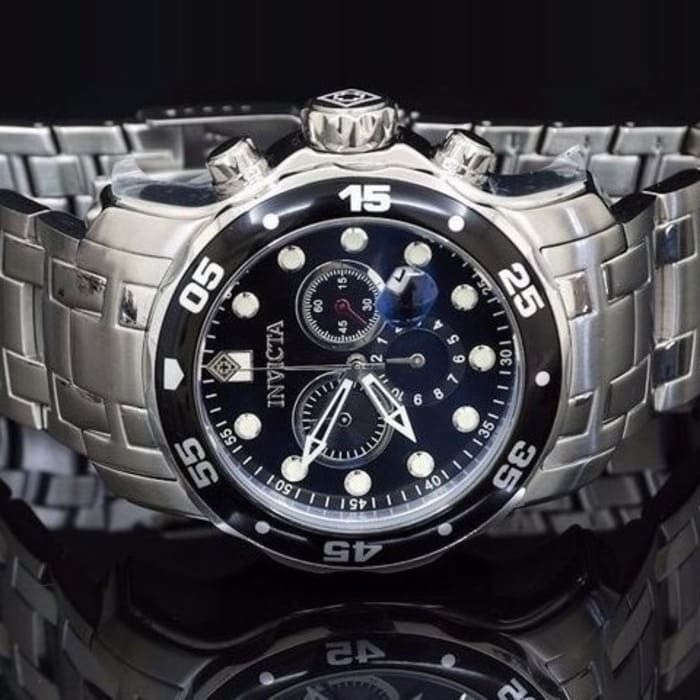 INVICTA Men's BIG COLOSSUS silver / black 50mm Steel Chronograph Watch