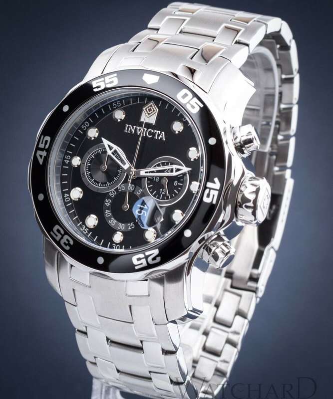 INVICTA Men's BIG COLOSSUS silver / black 50mm Steel Chronograph Watch