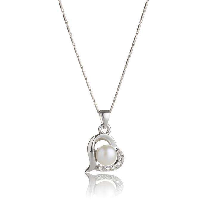 Retail: R1950.00 BRITISH JEWELLERS Freshwater Pearl Love Pendant with Swarovski Elements® + Chain