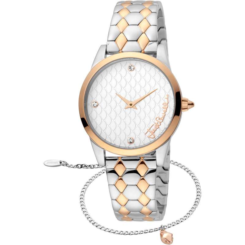 R30 courier!!*** retail R7,000.00 ROBERO CAVALLI Womens Aztec Diamante Two Tone Watch NEW