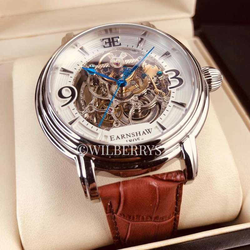 ***must see*** rrp: R11,500.00 THOMAS EARNSHAW AUTOMATIC ROYALE OPEN HEART Silver White Watch